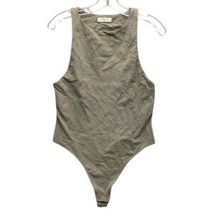 Babaton Contour Bodysuit Women’s L Tan Sleeveless Stretch Fitted One Piece Top